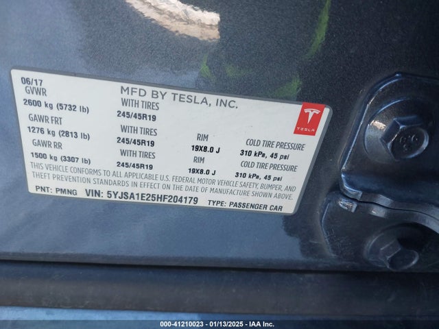 2017 TESLA MODEL S 5YJSA1E25HF204179 Photo 8