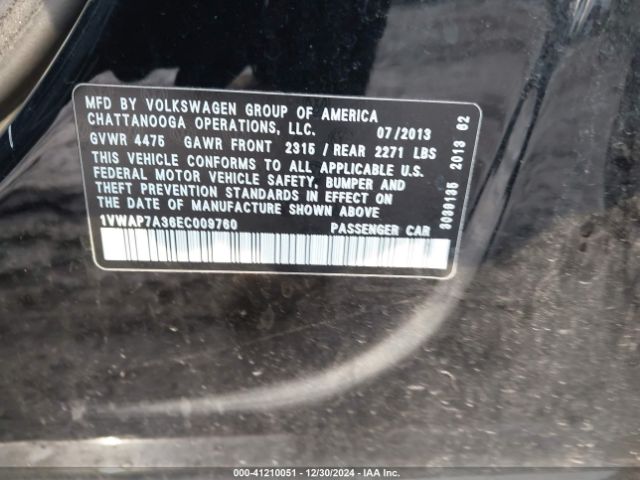 1VWAP7A36EC009760 Volkswagen Passat 2.5l S