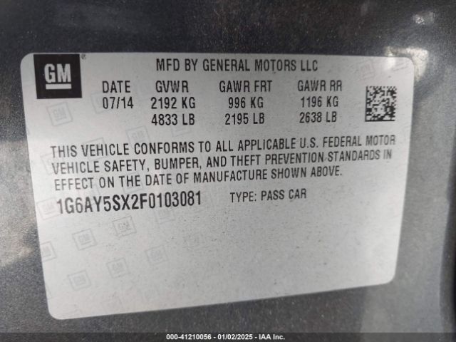 1G6AY5SX2F0103081 Cadillac Cts Performance