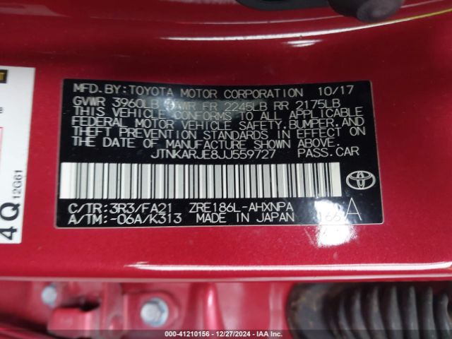 JTNKARJE8JJ559727 Toyota COROLLA IM