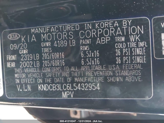 KIA Niro Lxs 2020 KNDCB3LC6L5432954 Image 9