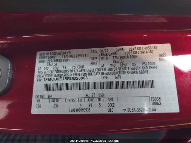 Ford Escape Phev 2024 1FMCU0E15RUB28903 Image 9