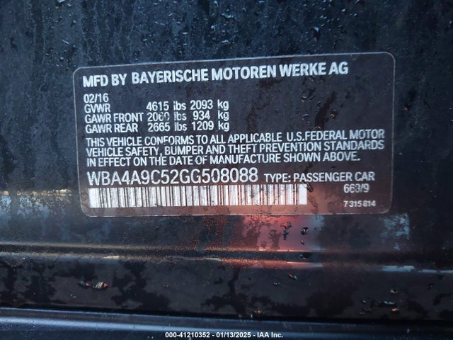 WBA4A9C52GG508088 BMW 2016