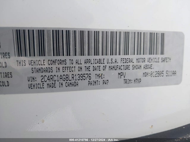 2C4RC1AG8LR139576 Chrysler Voyager L