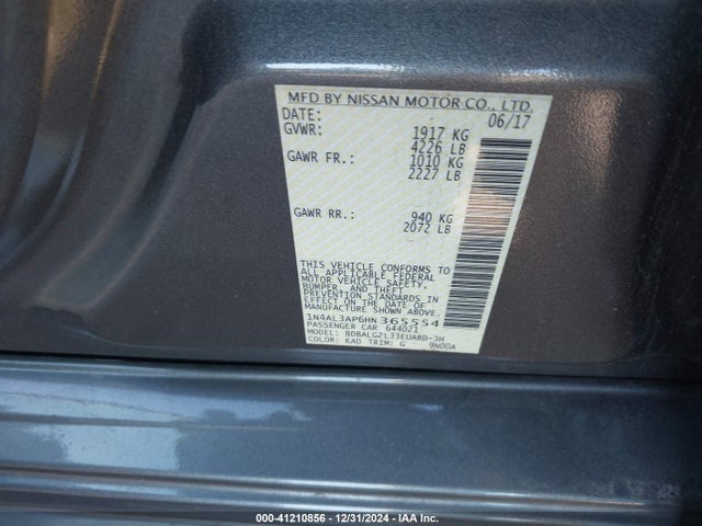 1N4AL3AP6HN365554 Nissan Altima 2.5 S