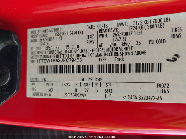 Ford F-150 Xlt 2018 1FTEW1E53JFC79473 Image 9