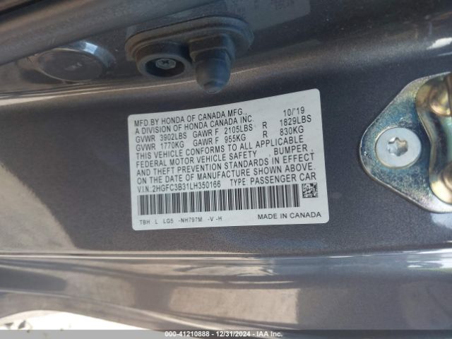 2HGFC3B31LH350166 Honda CIVIC EX