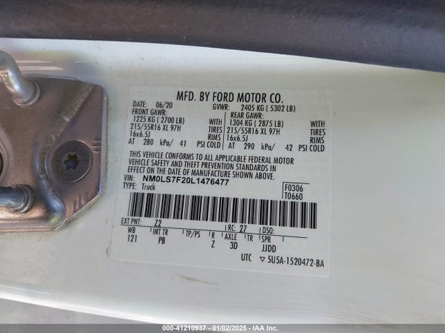 Ford Transit Connect Xlt Cargo Van 2020 NM0LS7F20L1476477 Image 9