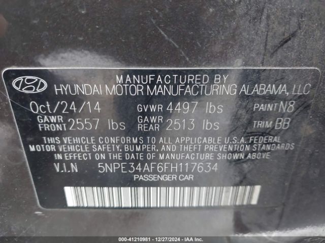5NPE34AF6FH117634 Hyundai Sonata Sport/limited