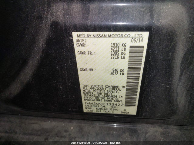 Nissan Altima 2.5 S 2015 1N4AL3AP0FC113422 Image 9