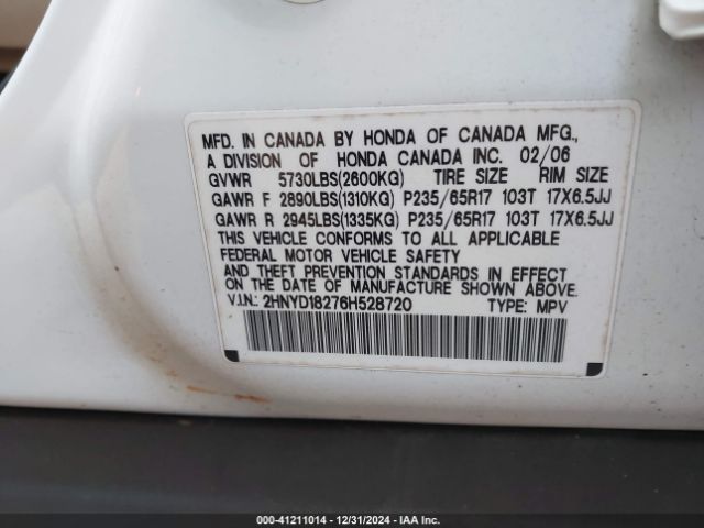 2006 ACURA MDX 2HNYD18276H528720 Photo 8
