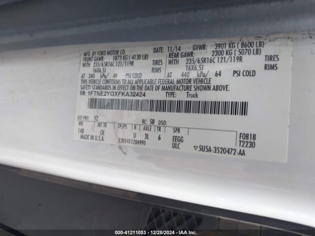 1FTNE2YGXFKA32424 Ford Transit-150