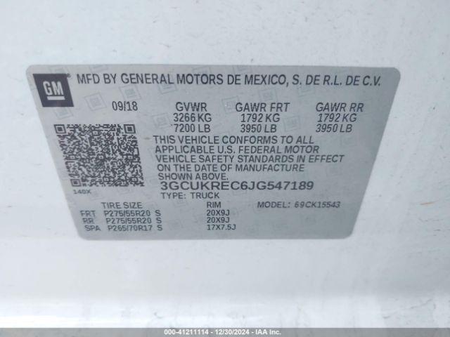 3GCUKREC6JG547189 Chevrolet Silverado 1500 2lt
