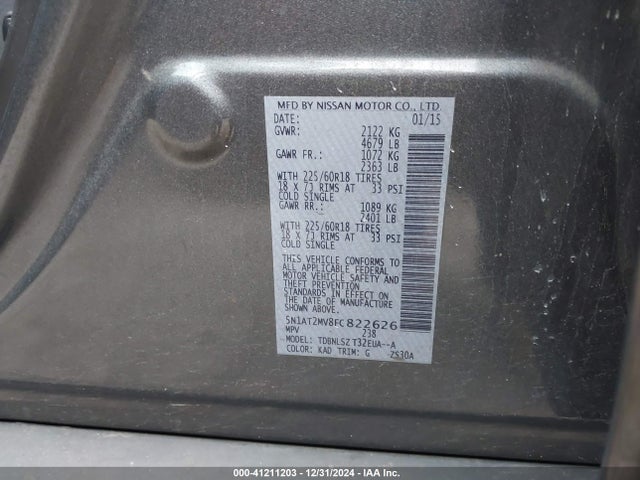 Nissan Rogue Sl 2015 5N1AT2MV8FC822626 Image 9