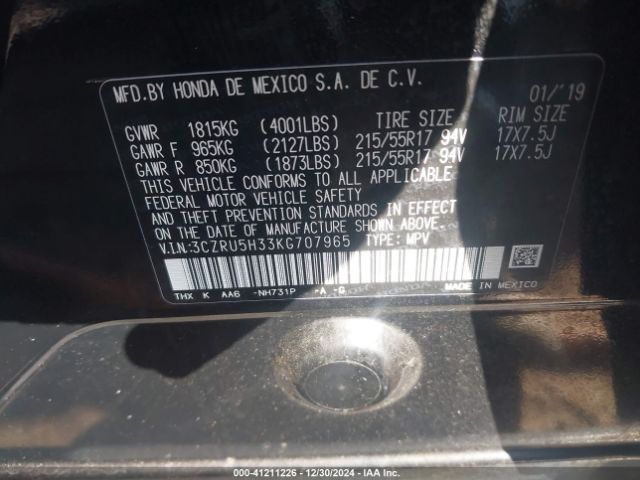 3CZRU5H33KG707965 Honda HR-V LX