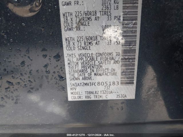 5N1AT2MV3FC805183 Nissan Rogue Sl