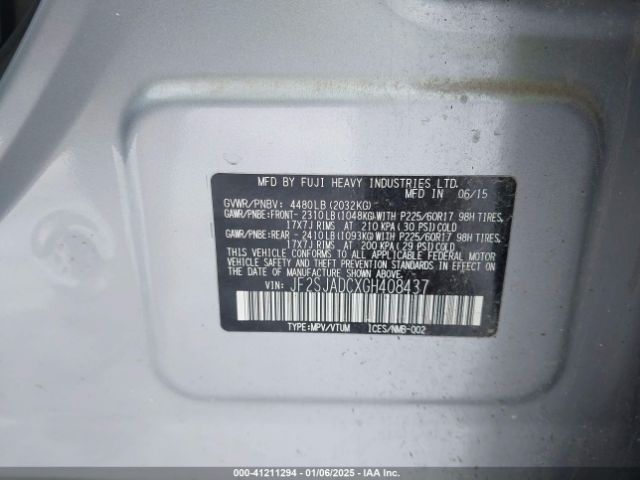 JF2SJADCXGH408437 Subaru Forester 2.5i Premium