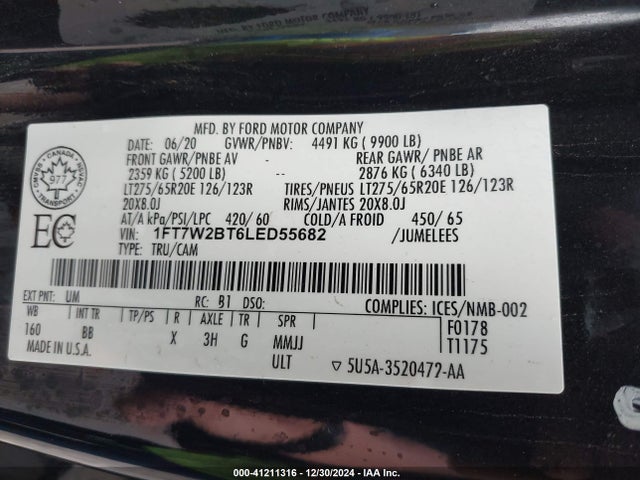 Ford F-250 Platinum 2020 1FT7W2BT6LED55682 Image 9