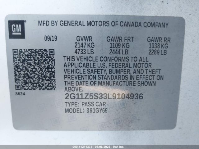 2G11Z5S33L9104936 Chevrolet Impala Fwd Lt