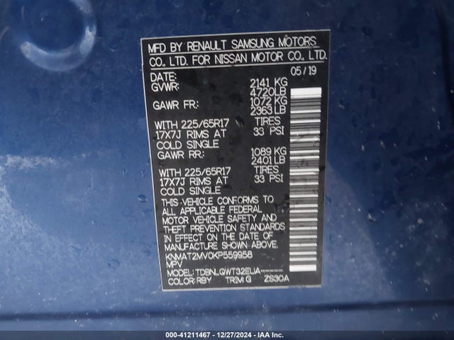 Nissan ROGUE S/SV 2019 KNMAT2MV0KP559958 Image 9