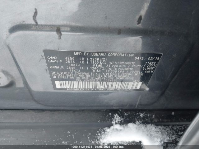 4S4BSENC9J3324630 Subaru Outback 3.6r Limited