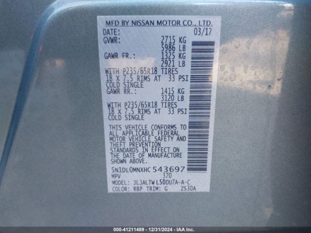 5N1DL0MNXHC543697 Infiniti QX60