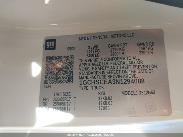 1GCHSCEA3N1294088 Chevrolet Colorado Lt