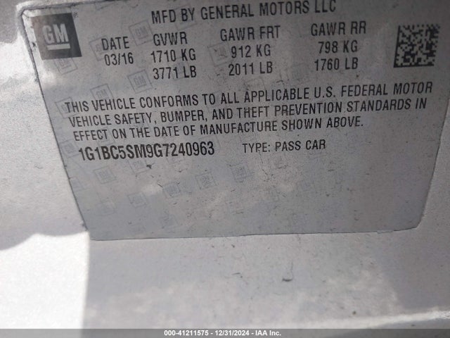 Chevrolet Cruze Ls Auto 2016 1G1BC5SM9G7240963 Image 9