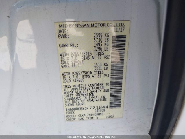 1N6DD0ER8JN721844 Nissan Frontier Desert Runner