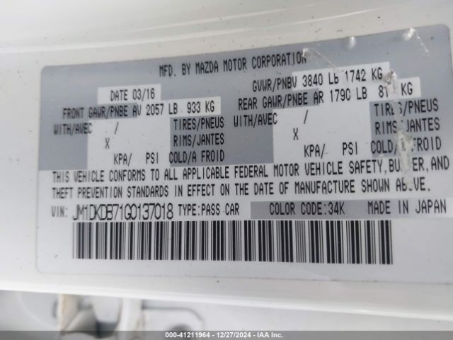 JM1DKDB71G0137018 Mazda Cx-3 Sport