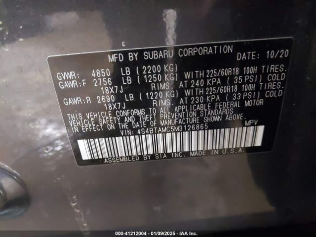4S4BTAMC5M3126865 Subaru Outback Limited