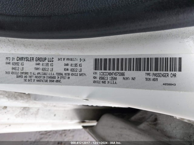 Chrysler 200 Limited 2015 1C3CCCABXFN575986 Image 9