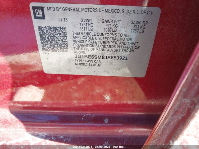Chevrolet Cruze Lt Auto 2018 3G1BE6SM8JS653921 Image 9