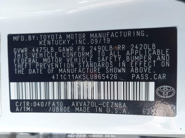 4T1C11AK5LU865426 Toyota CAMRY LE