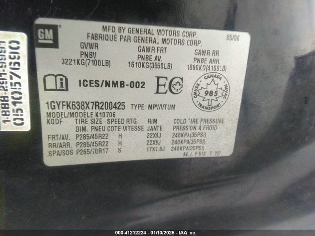2007 CADILLAC ESCALADE 1GYFK638X7R200425 Photo 8