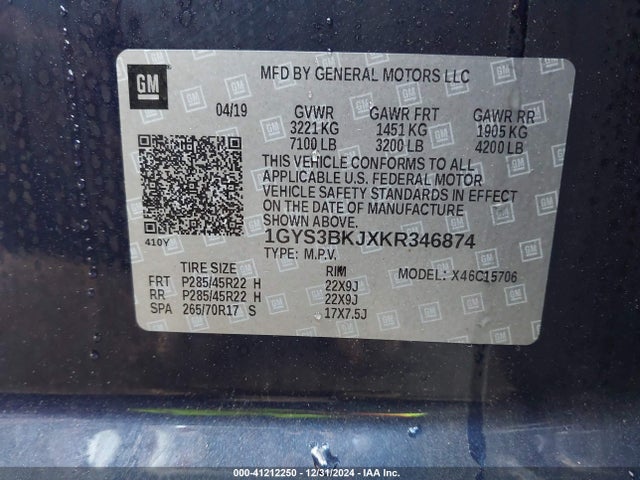 2019 CADILLAC ESCALADE 1GYS3BKJXKR346874 Photo 8
