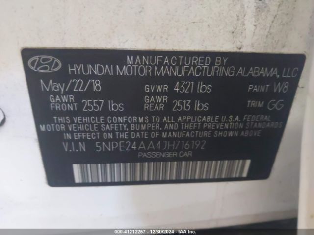 5NPE24AA4JH716192 Hyundai SONATA ECO