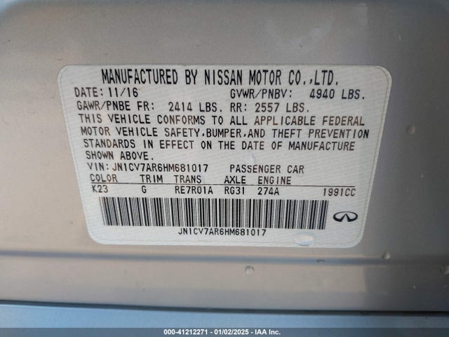 JN1CV7AR6HM681017 Infiniti Q50 Premium