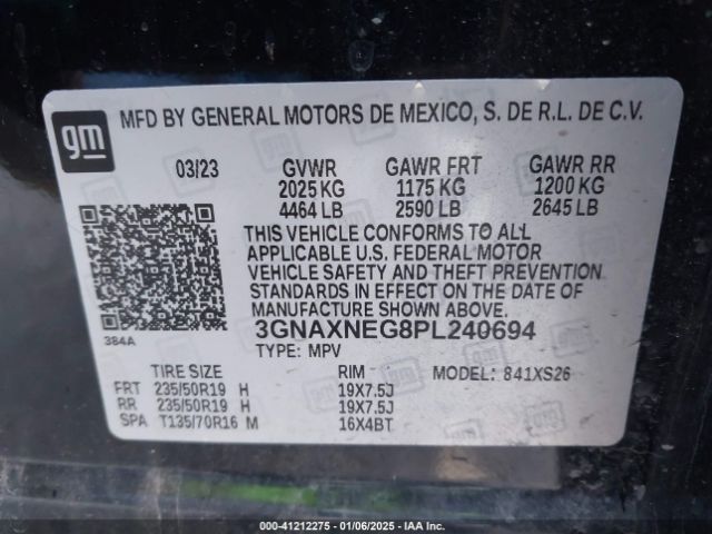 3GNAXNEG8PL240694 Chevrolet Equinox Premier