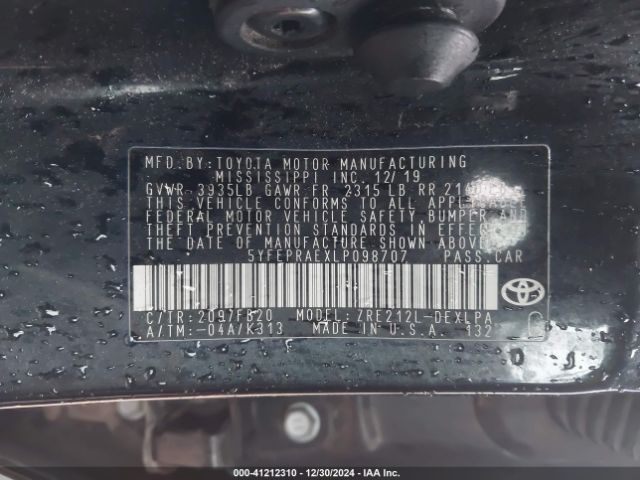 5YFEPRAEXLP098707 Toyota COROLLA LE