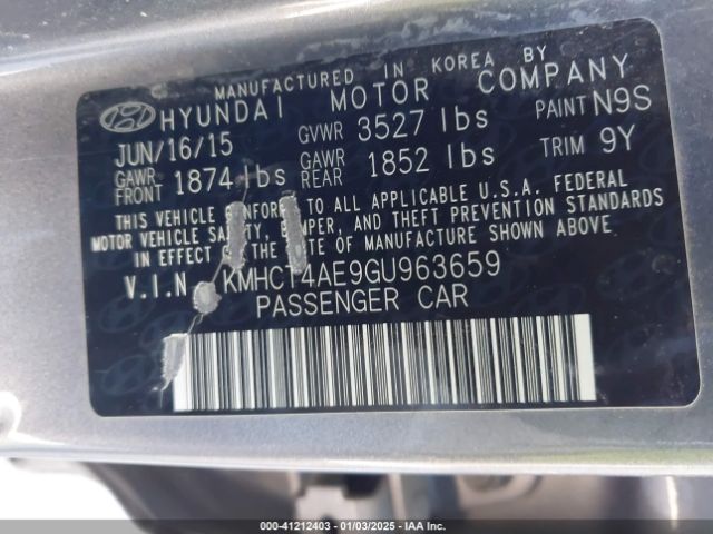 KMHCT4AE9GU963659 Hyundai ACCENT SE