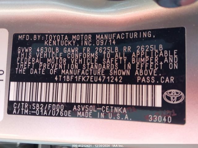 4T1BF1FK7EU471242 Toyota CAMRY LE