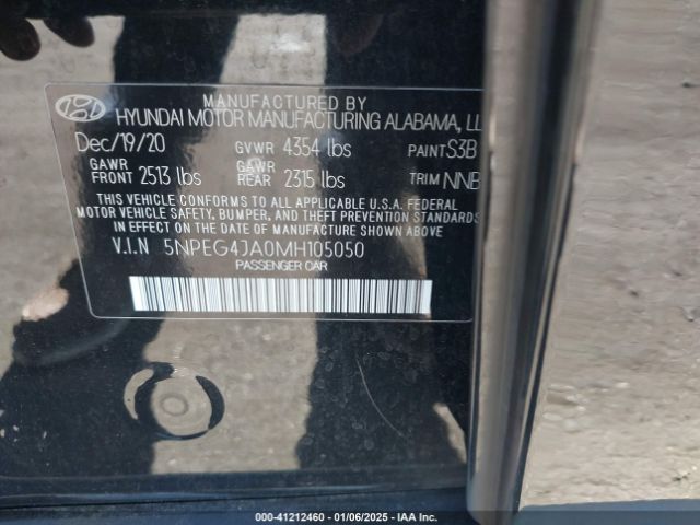 5NPEG4JA0MH105050 Hyundai SONATA SE