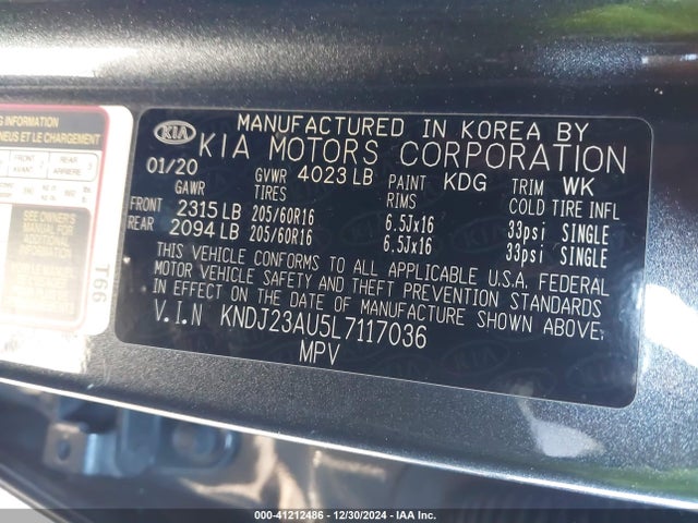 KIA SOUL LX 2020 KNDJ23AU5L7117036 Image 9