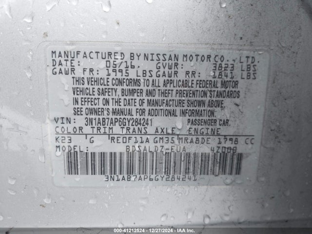 Nissan SENTRA S 2016 3N1AB7AP6GY284241 Image 21