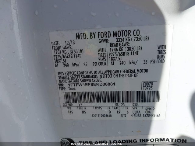 Ford F-150 Xlt 2014 1FTFW1EF8EKD08881 Image 9