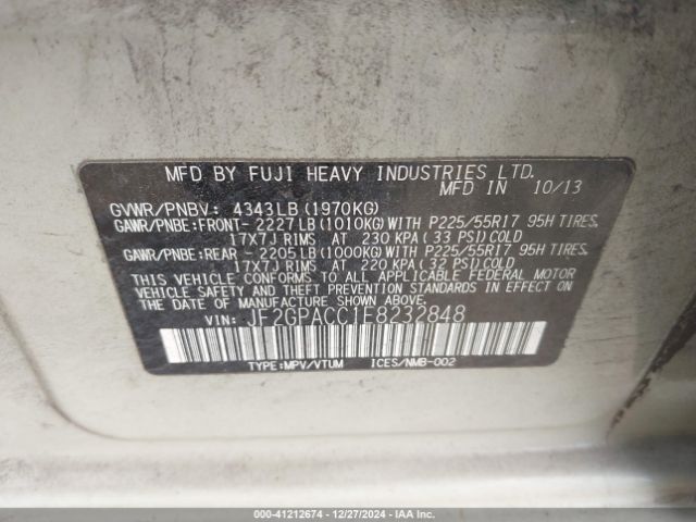JF2GPACC1E8232848 Subaru Xv Crosstrek 2.0i Premium