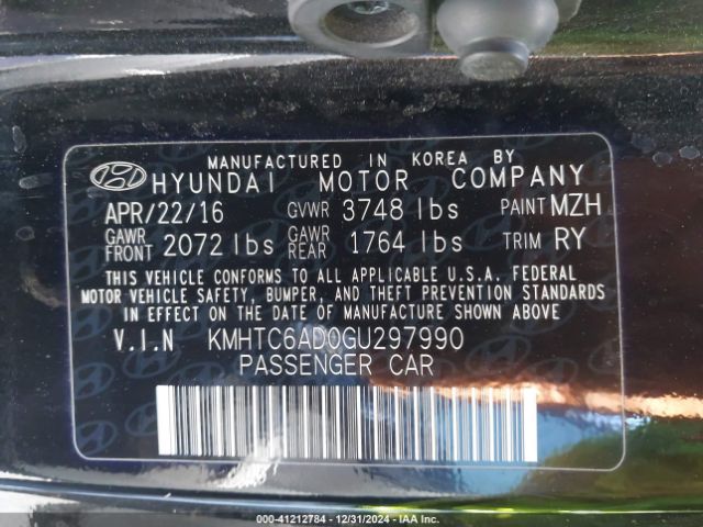 KMHTC6AD0GU297990 Hyundai Veloster