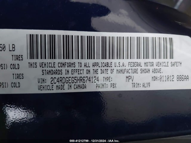 Dodge Grand Caravan Gt 2017 2C4RDGEG5HR674124 Image 9
