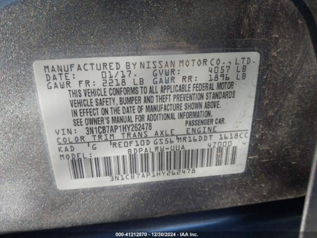 3N1CB7AP1HY262478 Nissan Sentra Sr Turbo